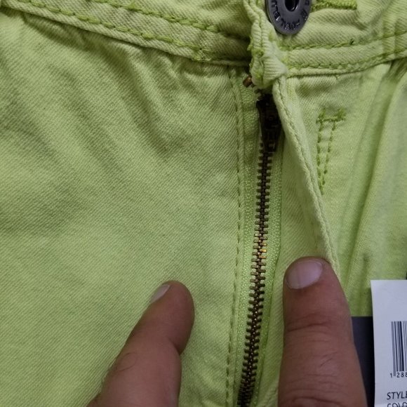 Royal Blue Shorts Mens 38 Neon Yellow Chino Pockets Casual Cotton Outdoor - Picture 6 of 12